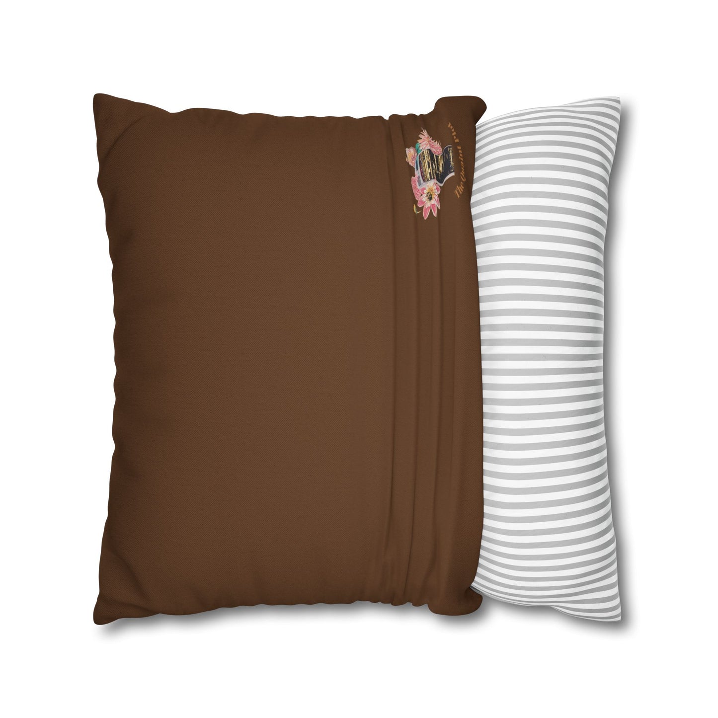 brown-pillowcase-cozy-fox-pumpkins-and-chrysanthemum-autumn-leaves-design - front view