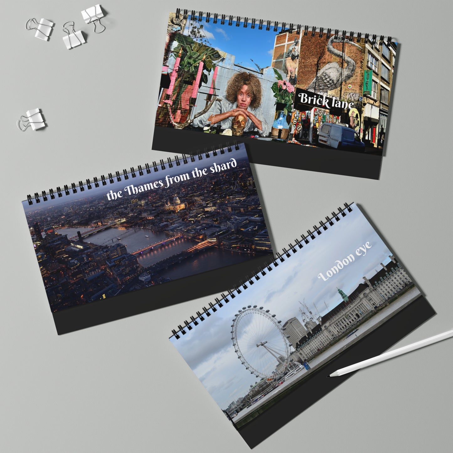 desk-calendar-london-landmarks-tower-bridge-the-shard-time-management-office-decor-wall-calendar-monthly-planner - front view