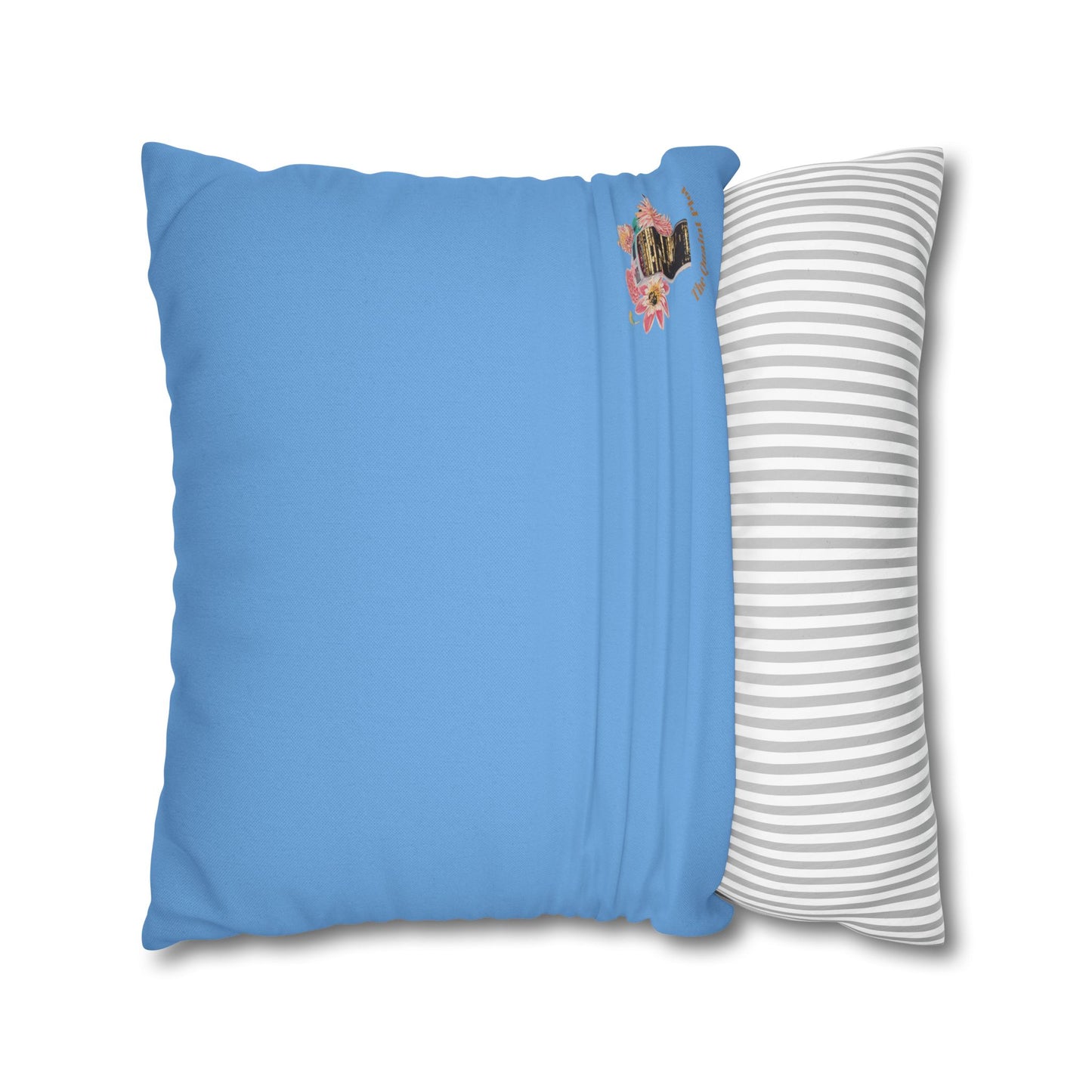light-blue-pillowcase-squirrels-and-apple-tree-floral-design - front view