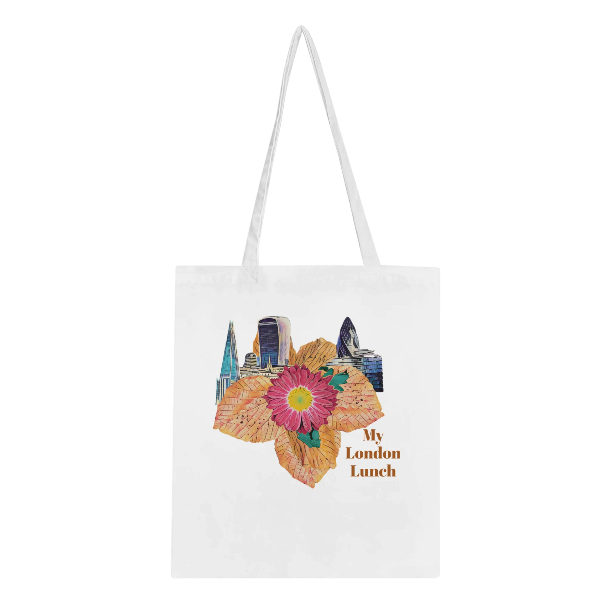 modern-building-red-flower-and-fallen-leaves-tote-bag-eco-friendly-cotton-design - front view
