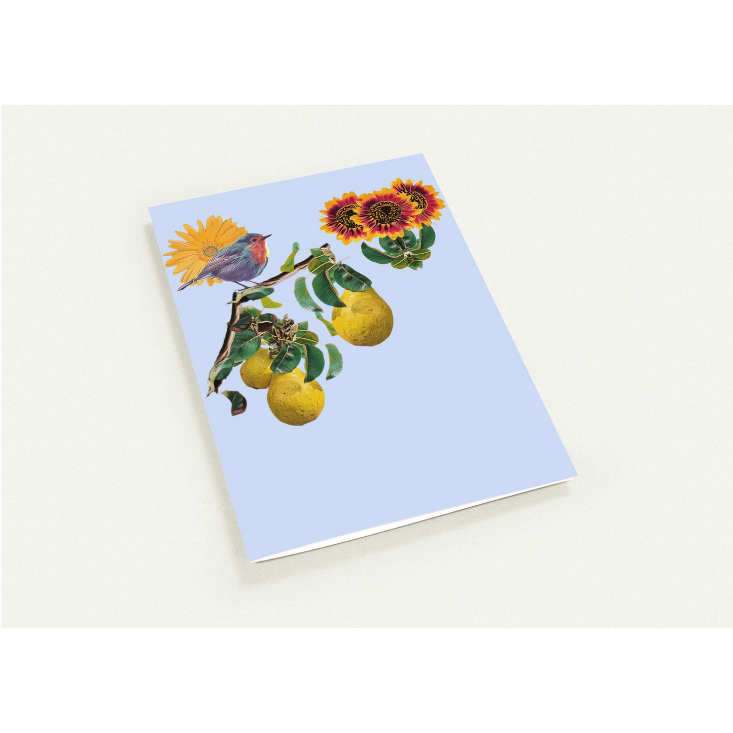 robin-pear-sunflower-themed-greeting-cards-pack-of-10-premium-folded-cards - front view