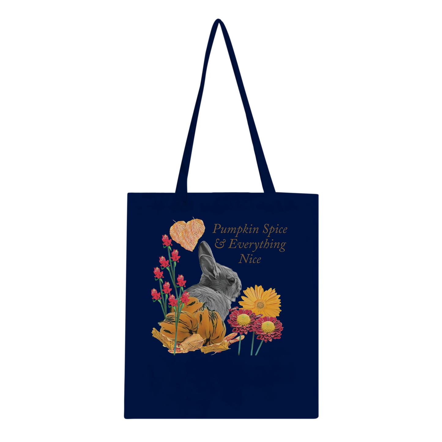 multicolor-bunny-and-pumpkins-tote-bag-eco-friendly-100-cotton-design - front view