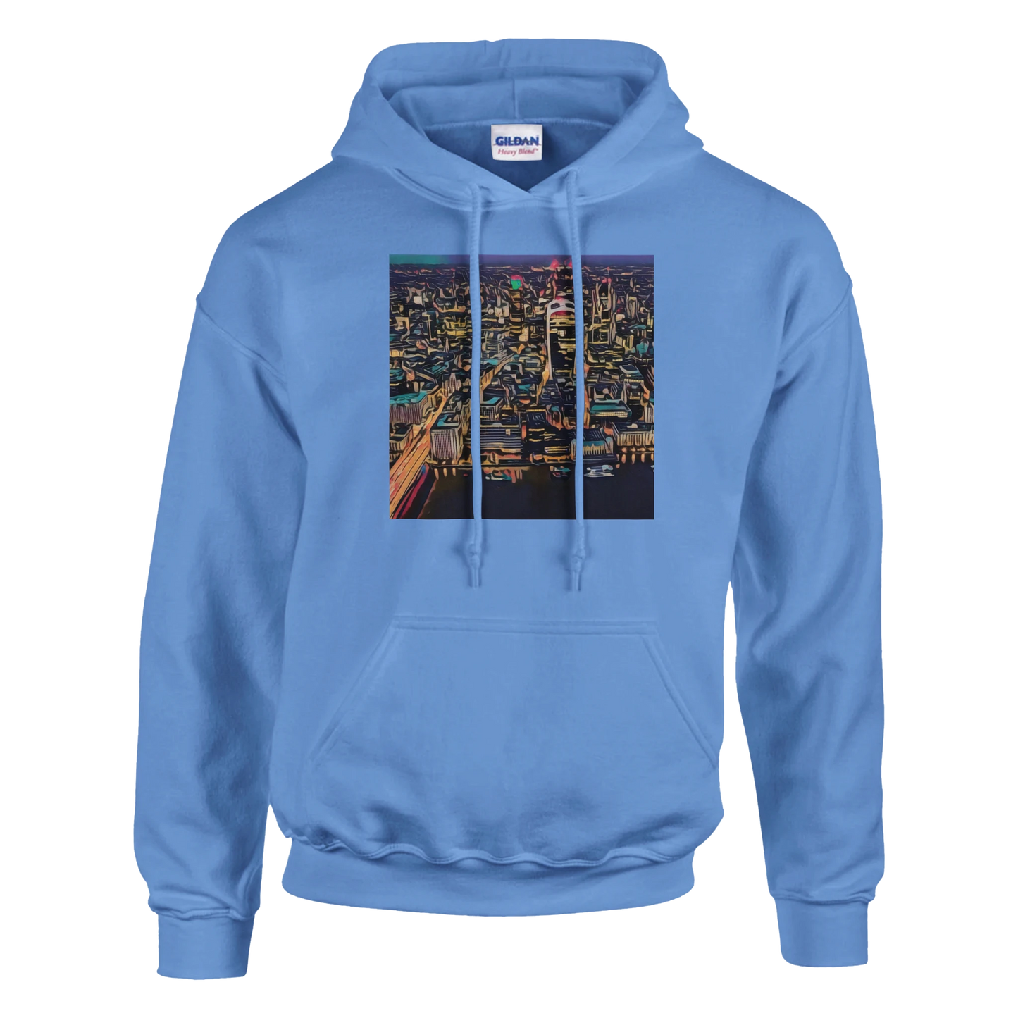 urbanstyle-london-skyline-night-hoodie-comfortable-heavy-blend-design - front view