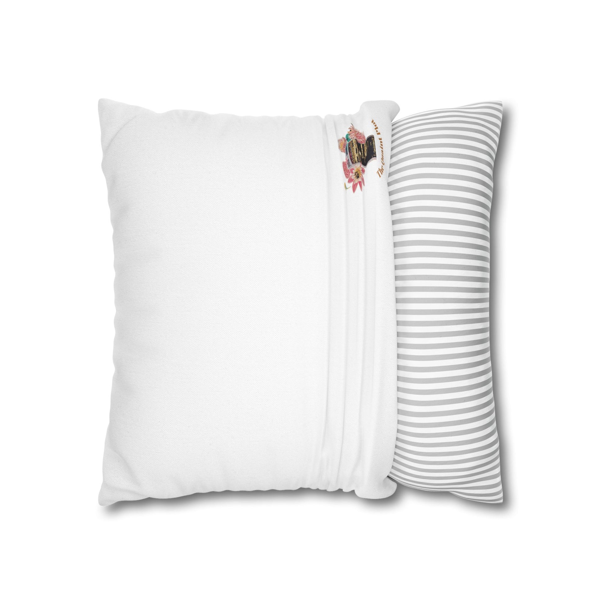 white-pillowcase-cozy-fox-pumpkins-and-chrysanthemum-autumn-leaves-design - front view
