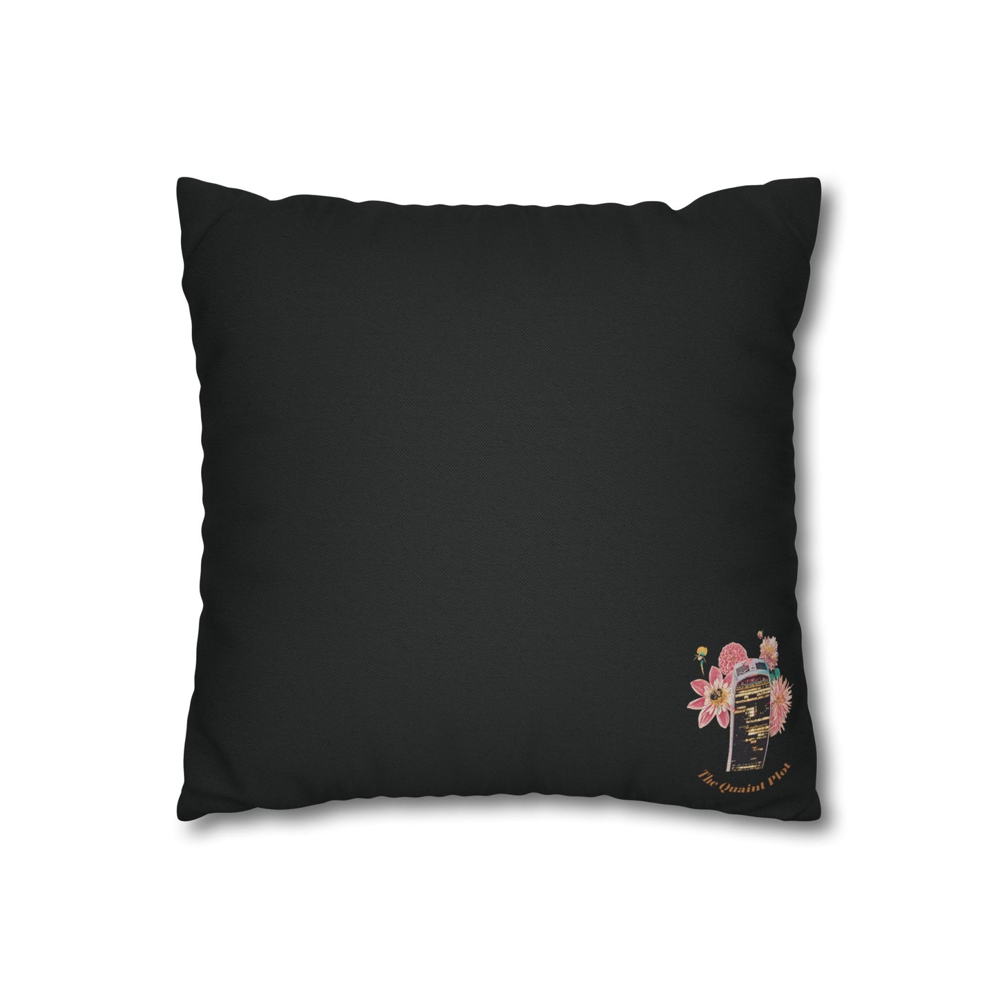 black-no-leaves-pillowcase-robin-and-pears-tree-and-sunflower-design - front view