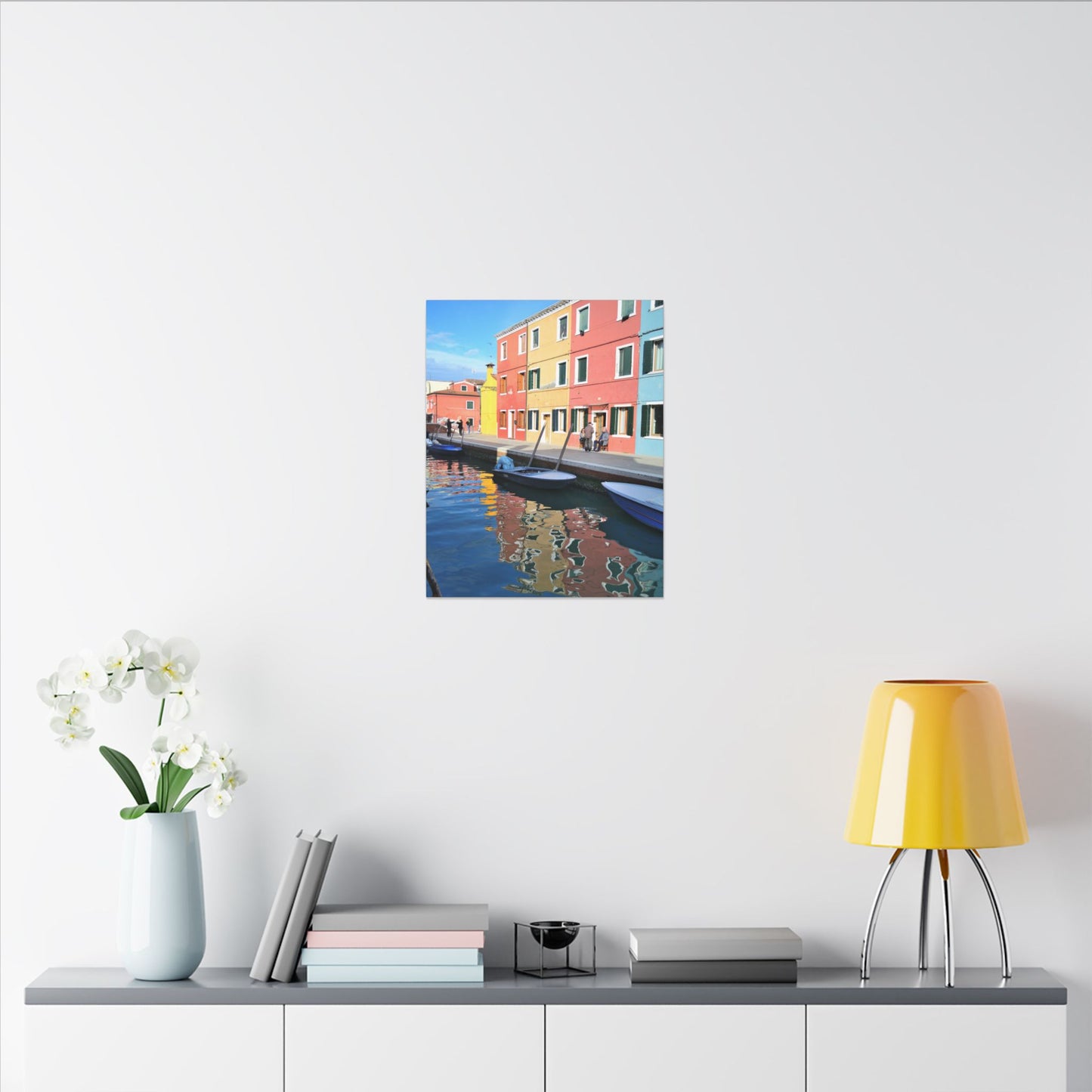 Matte Canvas Wall Art — Reflection of Colourful Houses in Mulano