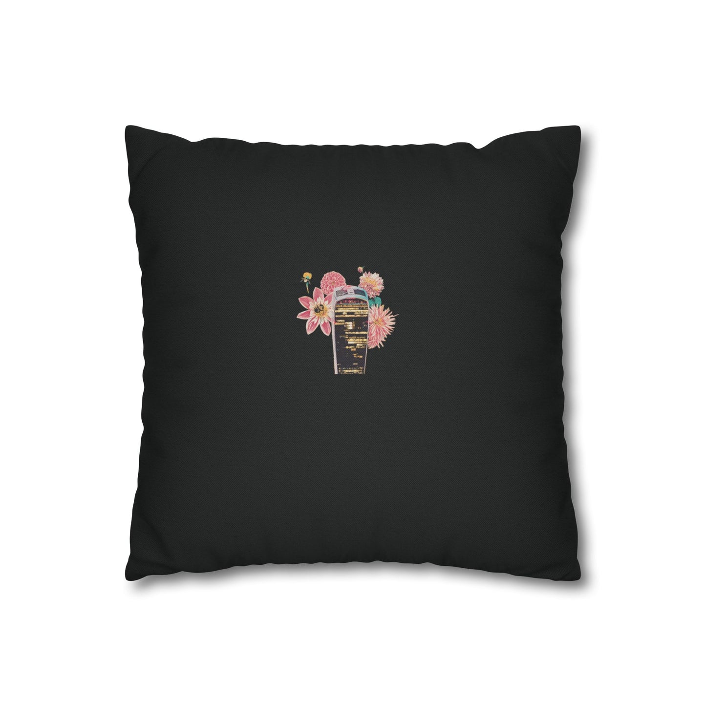 black-pillowcase-london-landmarks-autumn-floral-foliage - front view