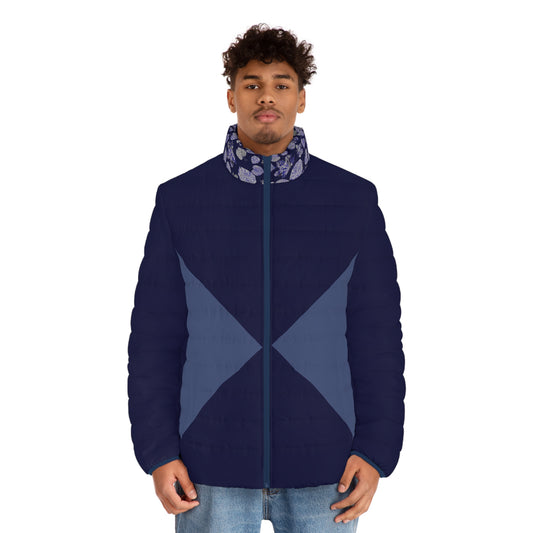 Plain Foliage  dark double Blues Puffer Jacket