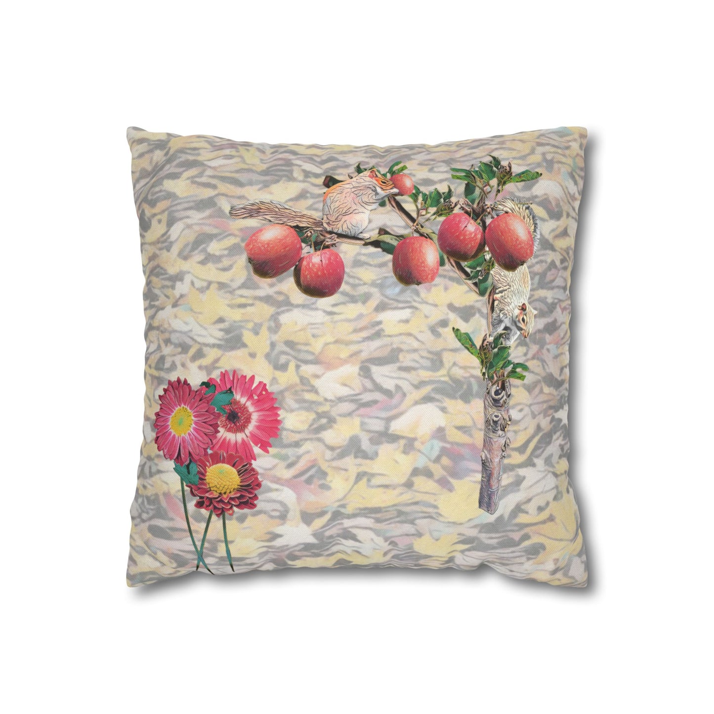 pillowcase-squirrels-and-apple-tree-floral-design - front view