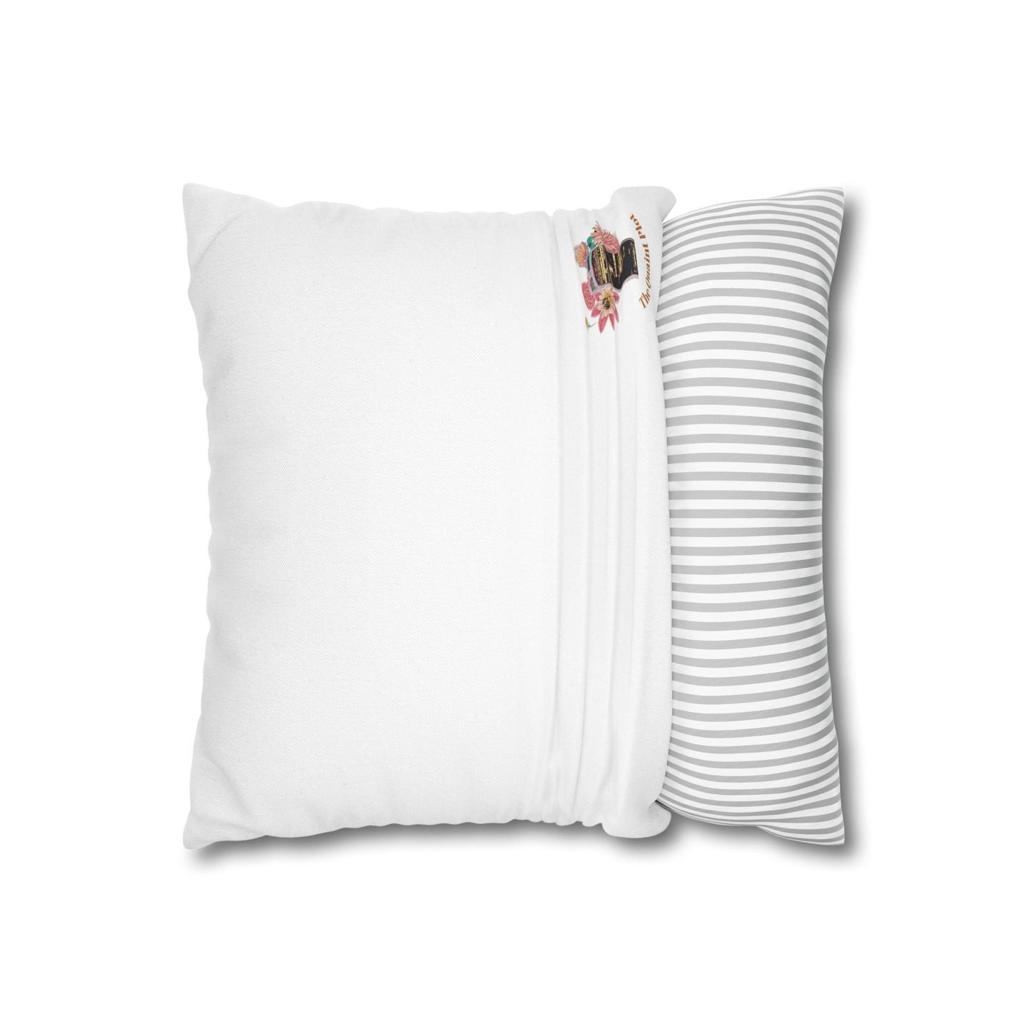 white-pillowcase-cozy-fox-pumpkins-and-chrysanthemum-autumn-leaves-design - front view