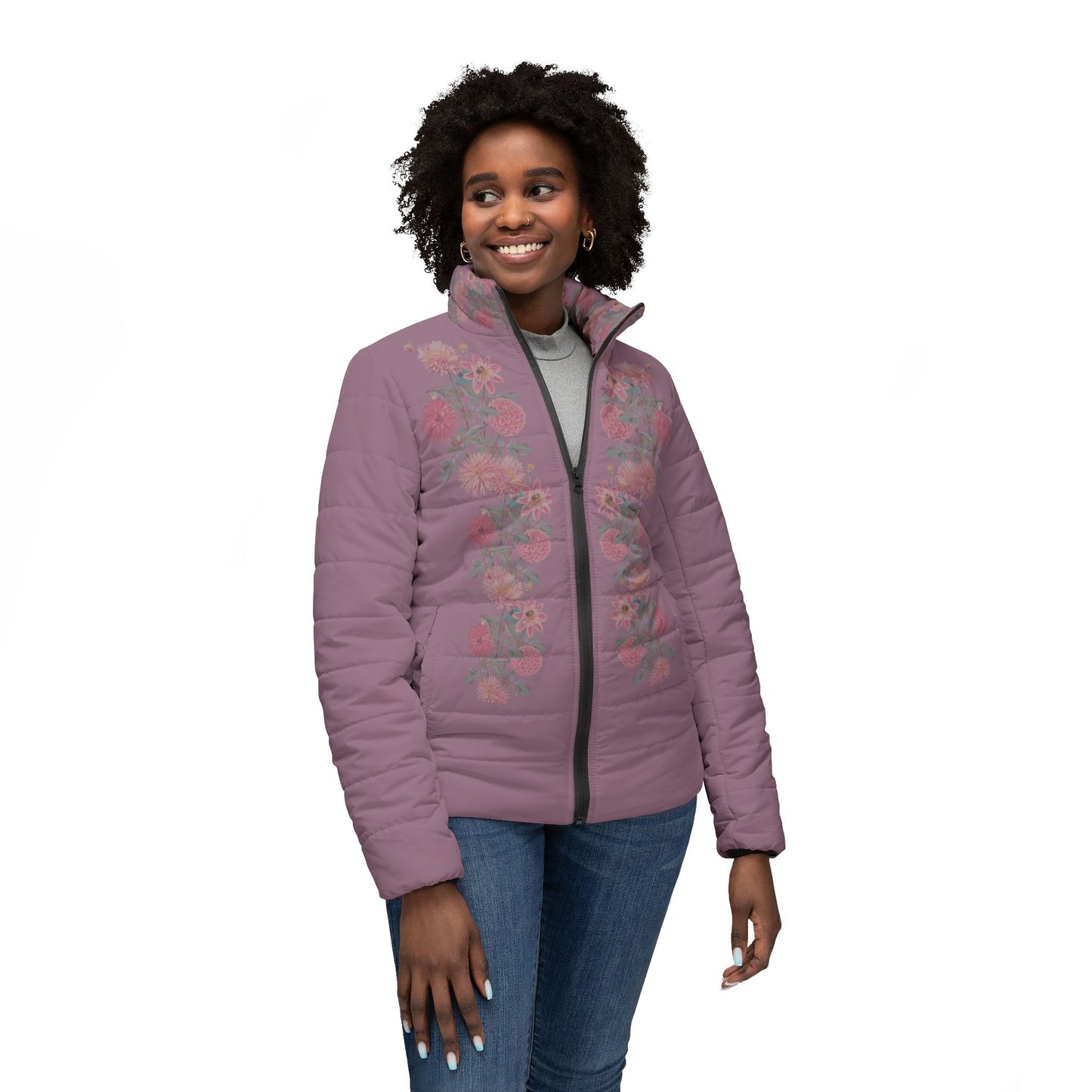 Dark Pink Puffer Jacket - Dahlia Cascade Design