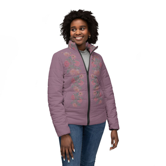 Dark Pink Puffer Jacket - Dahlia Cascade Design