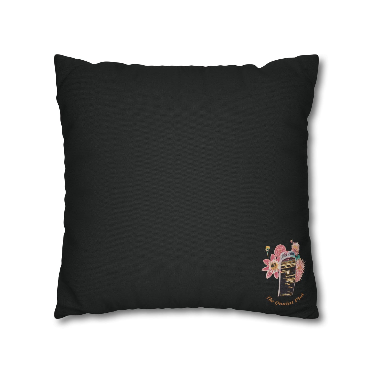 black-no-leaves-pillowcase-robin-and-pears-tree-and-sunflower-design - front view