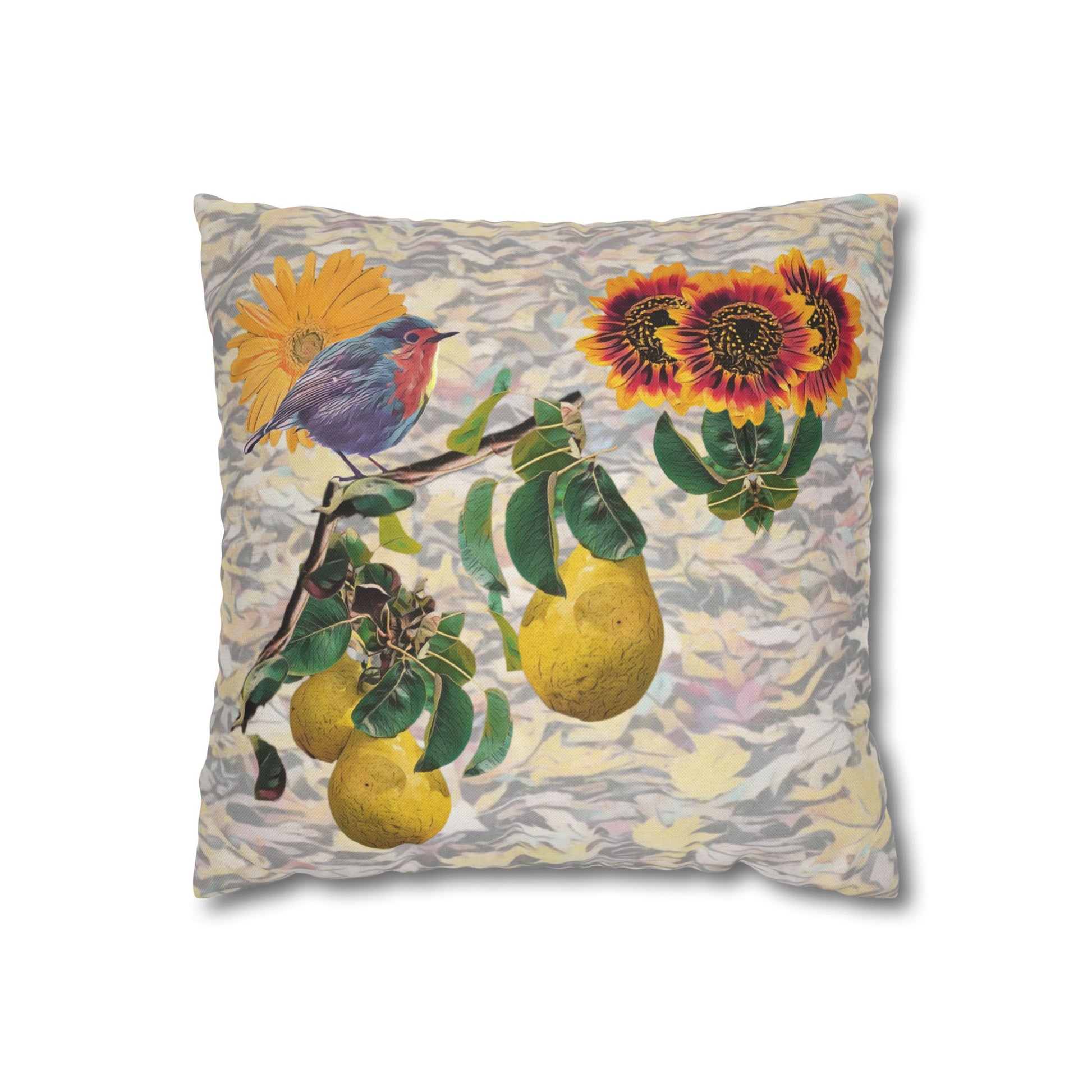 pillowcase-robin-and-pears-tree-and-sunflower-design - front view