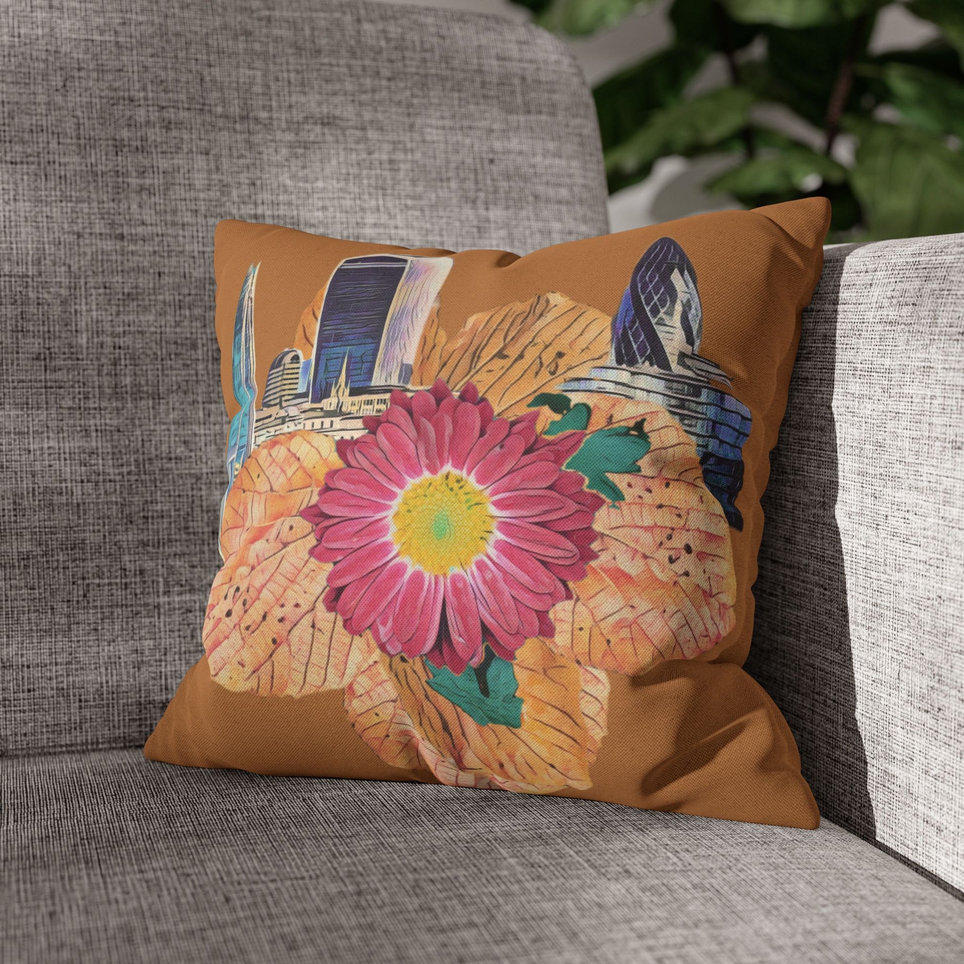 pillowcase-london-landmarks-autumn-floral-foliage - front view