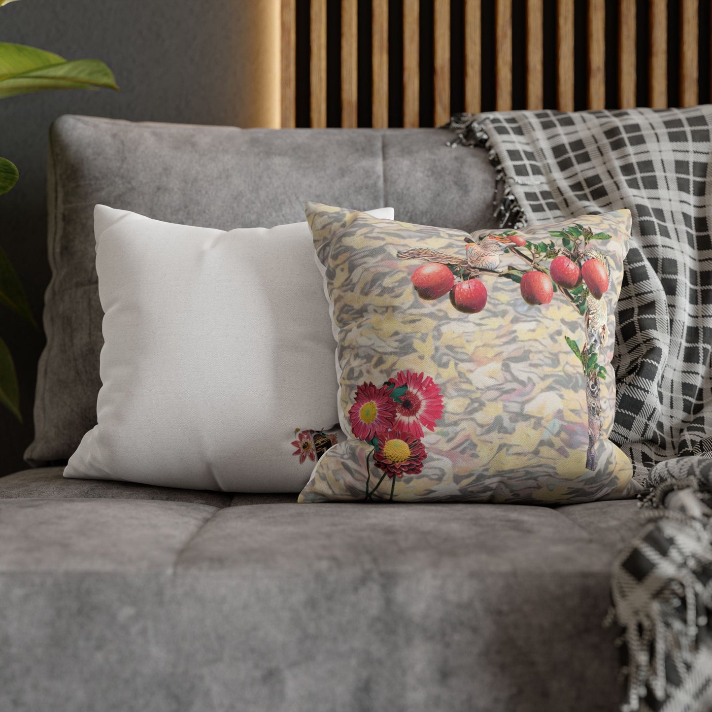 pillowcase-squirrels-and-apple-tree-floral-design - front view