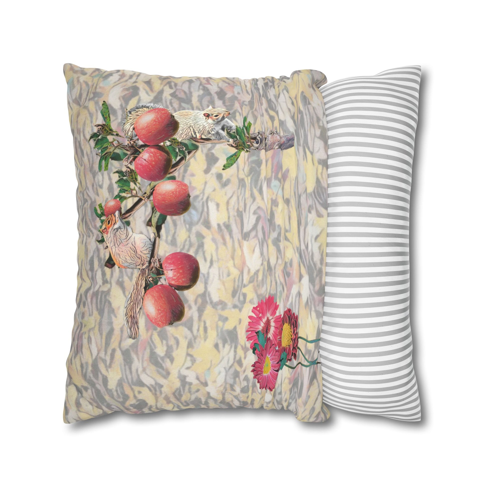 pillowcase-squirrels-and-apple-tree-floral-design - front view
