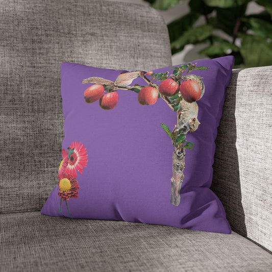 lavander-pillowcase-squirrels-and-apple-tree-floral-design - front view