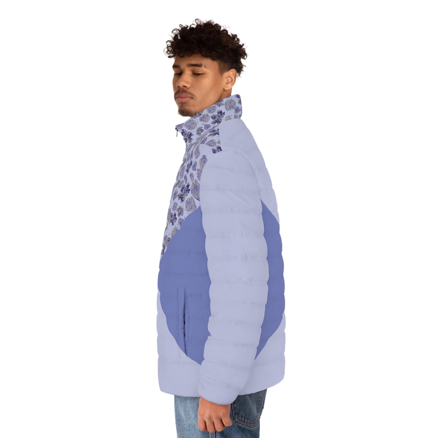 Ssymmetric Chest Foliage Explosion double Blues Puffer Jacket