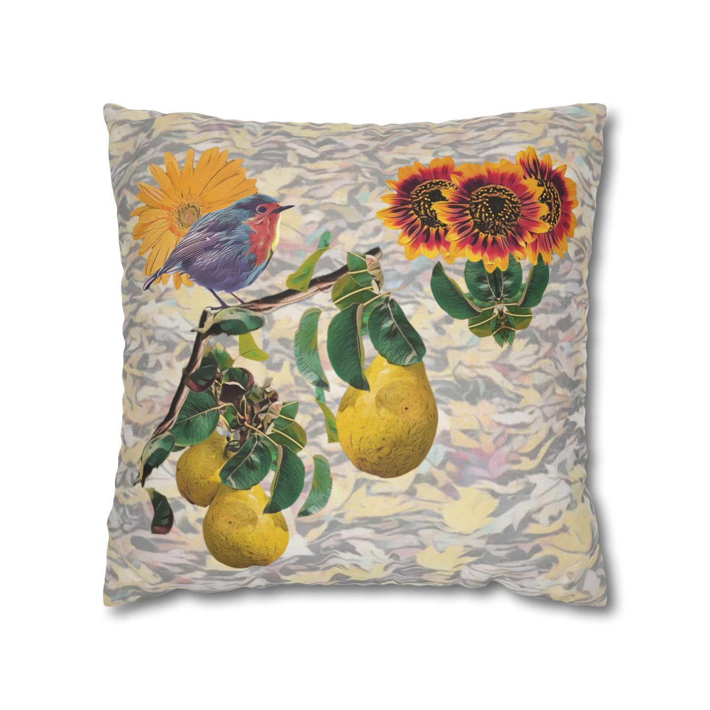 pillowcase-robin-and-pears-tree-and-sunflower-design - front view