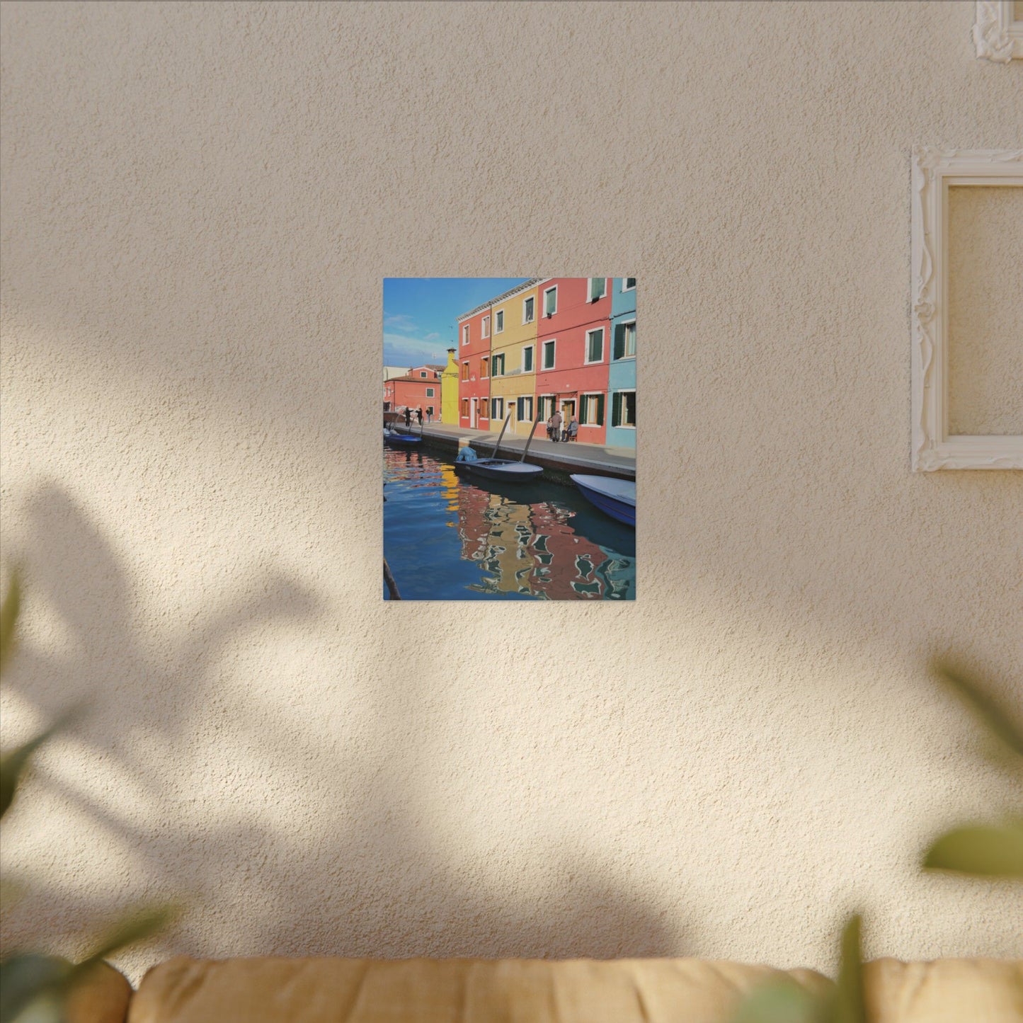 Matte Canvas Wall Art — Reflection of Colourful Houses in Mulano