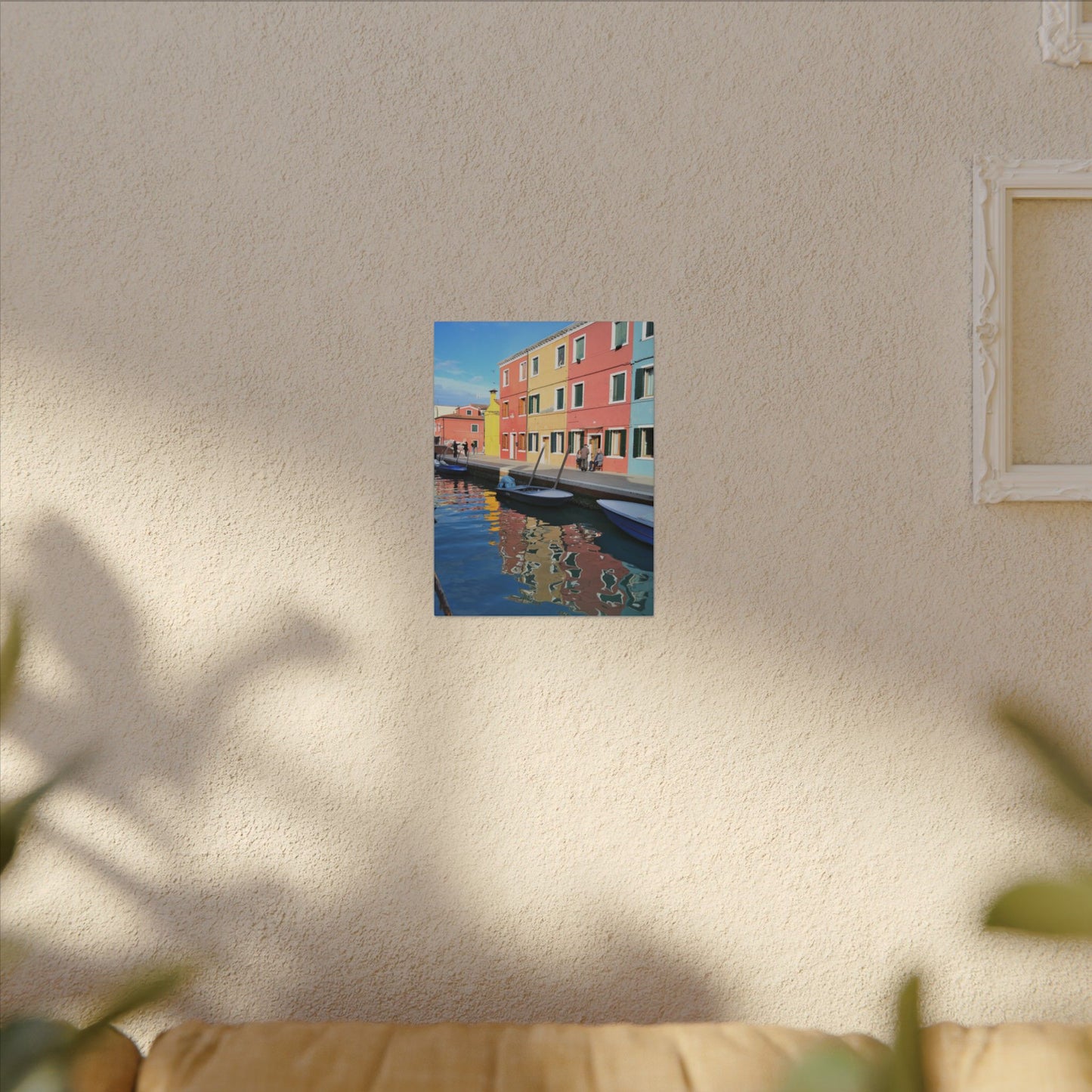 Matte Canvas Wall Art — Reflection of Colourful Houses in Mulano
