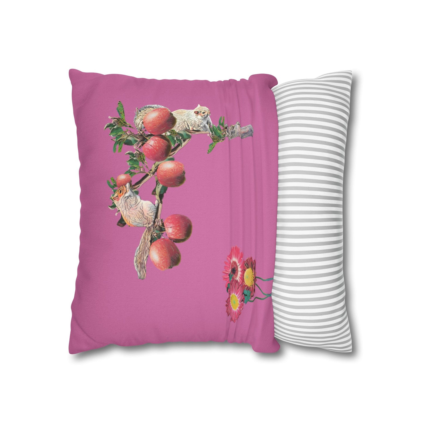 light-pink-no-leaves-pillowcase-squirrels-and-apple-tree-floral-design - front view