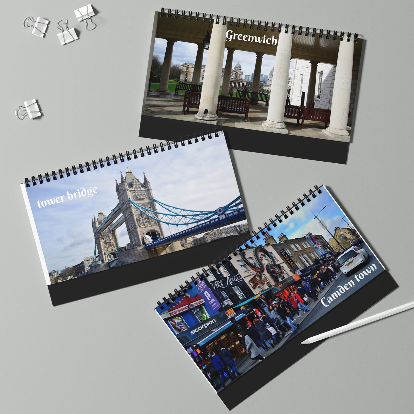 desk-calendar-london-landmarks-tower-bridge-the-shard-time-management-office-decor-wall-calendar-monthly-planner - front view
