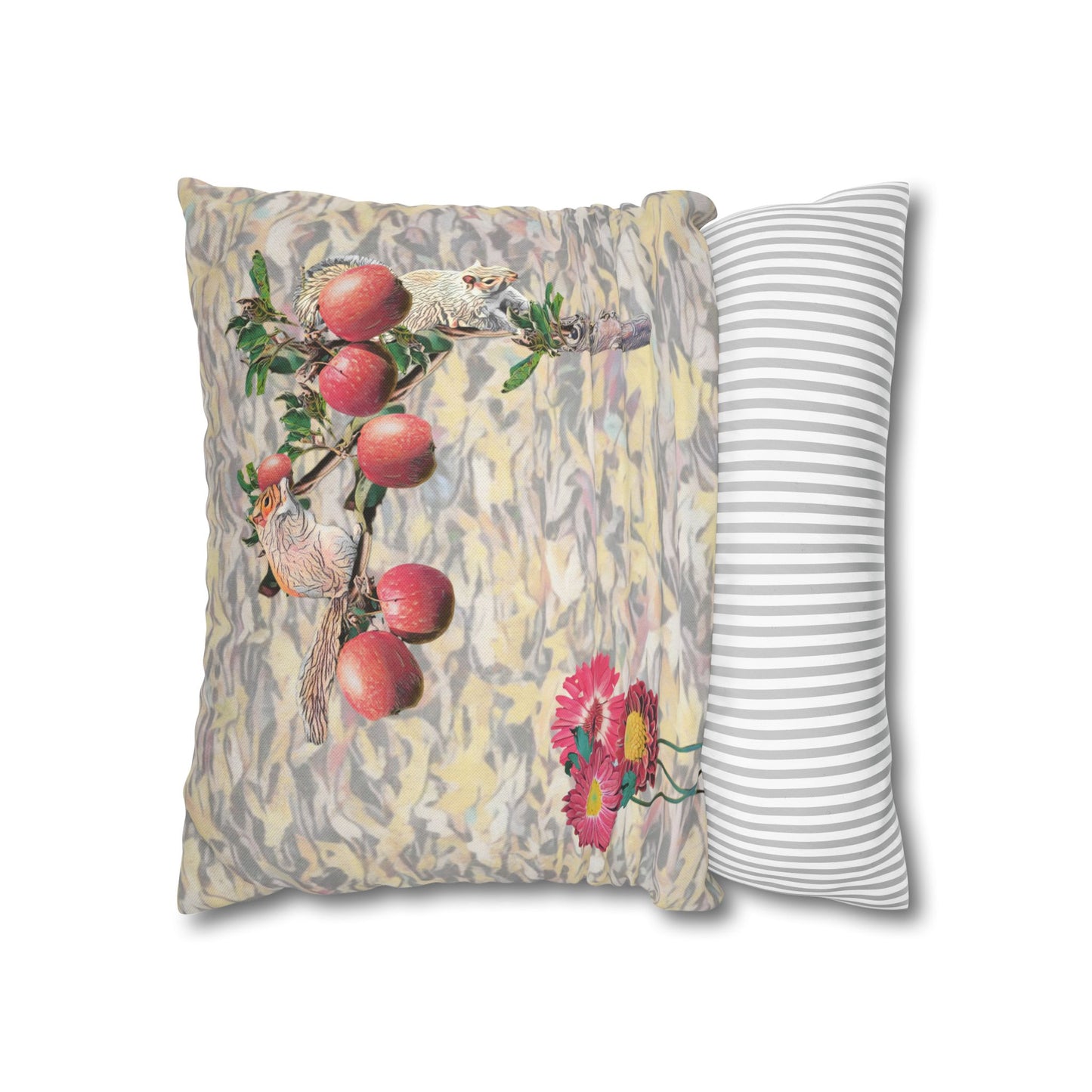 pillowcase-squirrels-and-apple-tree-floral-design - front view