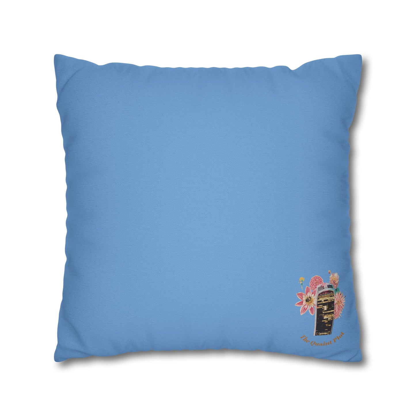 light-blue-pillowcase-robin-and-pears-tree-and-sunflower-design - front view