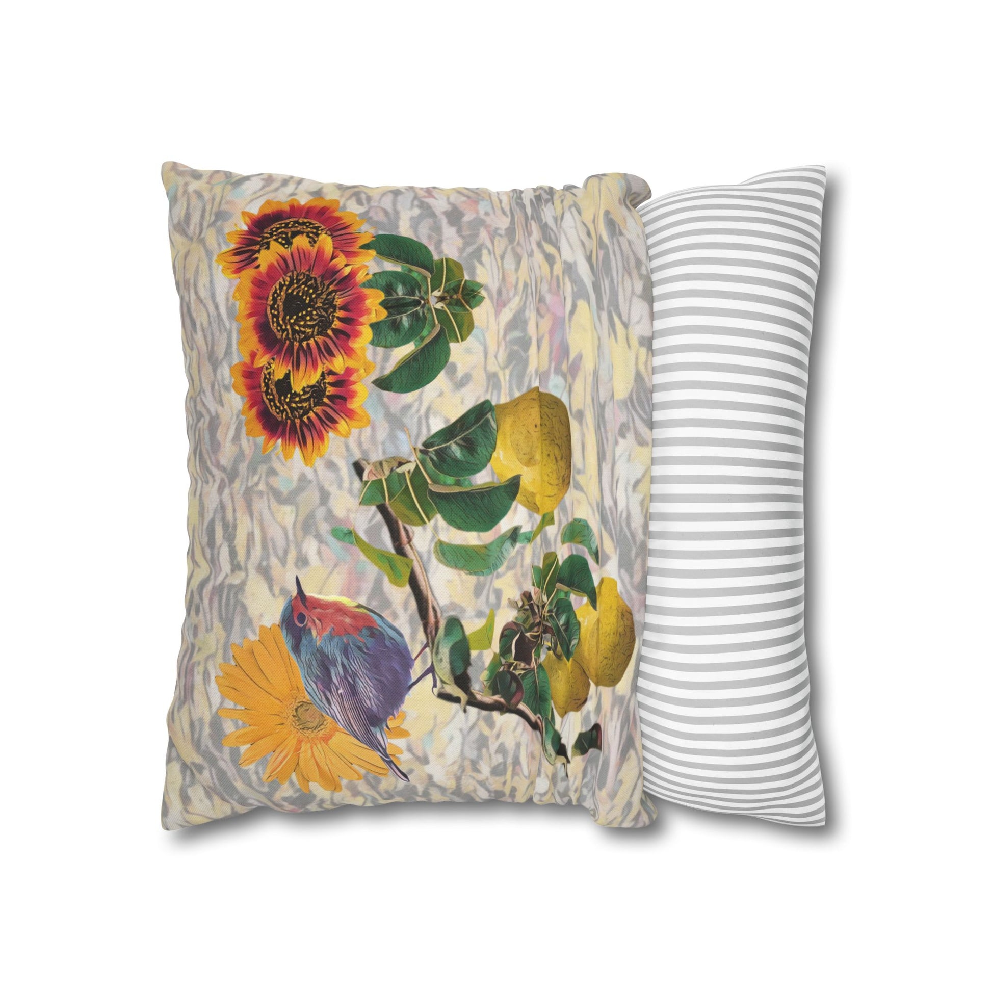 pillowcase-robin-and-pears-tree-and-sunflower-design - front view
