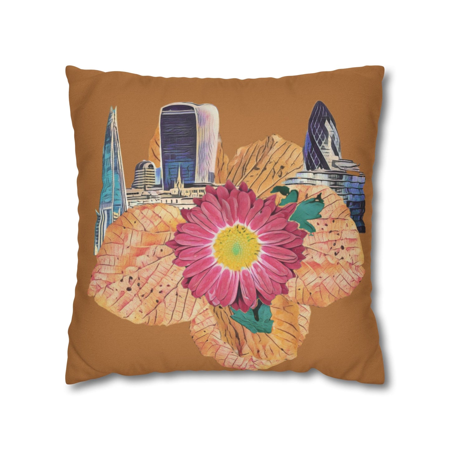 pillowcase-london-landmarks-autumn-floral-foliage - front view