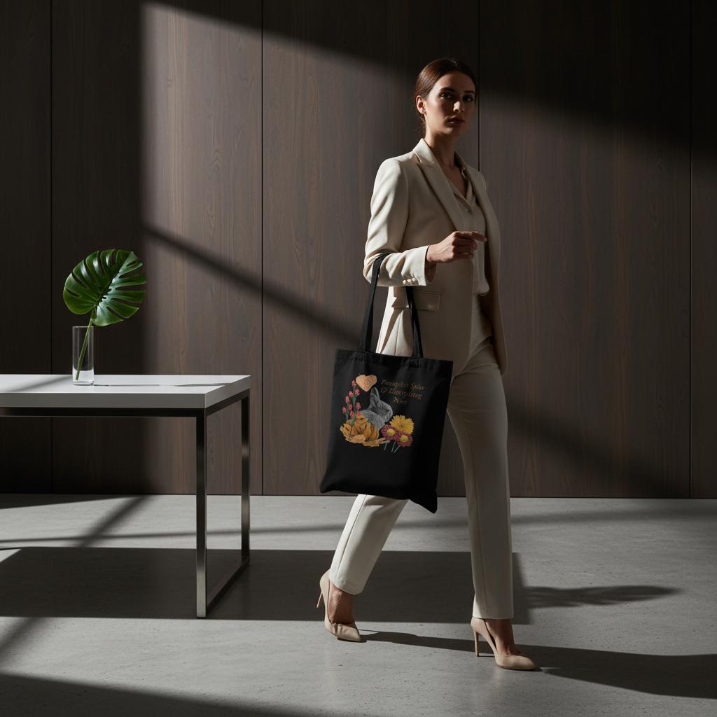 multicolor-bunny-and-pumpkins-tote-bag-eco-friendly-100-cotton-design - front view