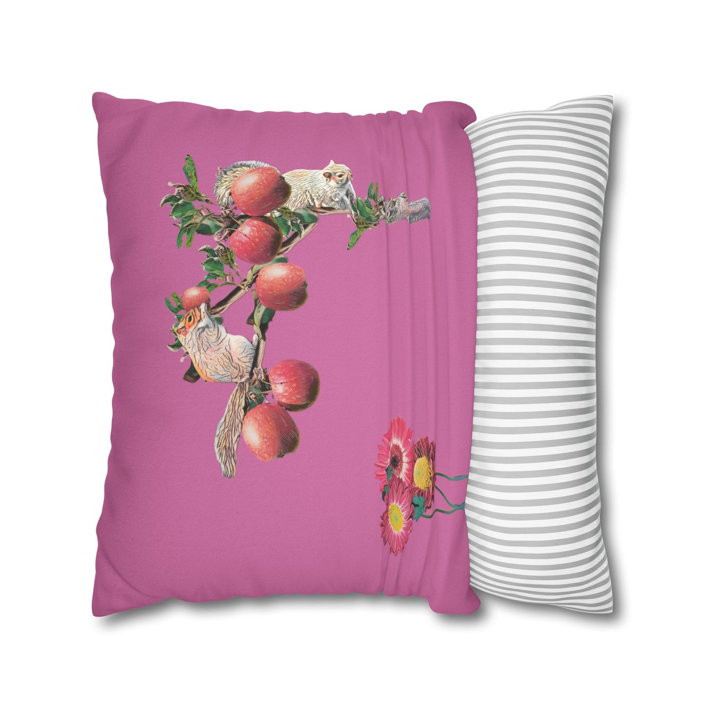 light-pink-no-leaves-pillowcase-squirrels-and-apple-tree-floral-design - front view