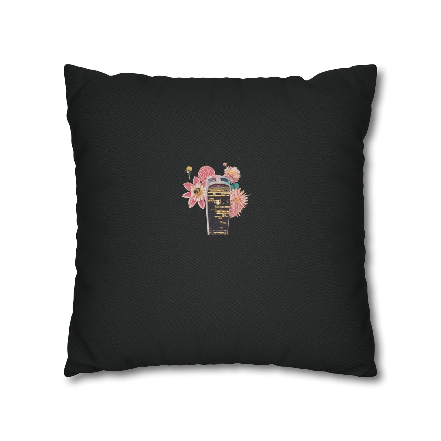 black-pillowcase-london-landmarks-autumn-floral-foliage - front view