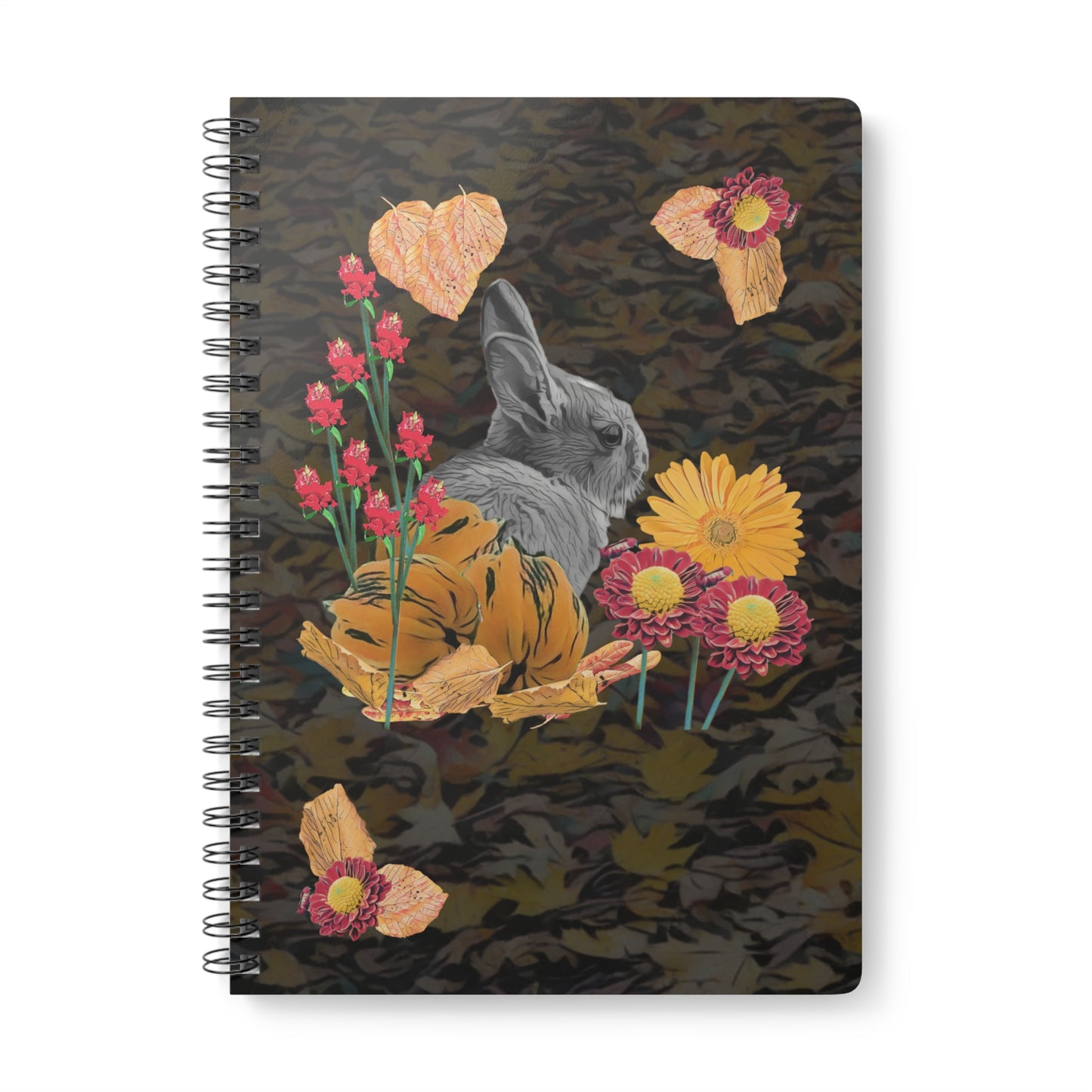 notebook-autumn-fox-and-rabbit-design-a5-wirobound-softcover - front view