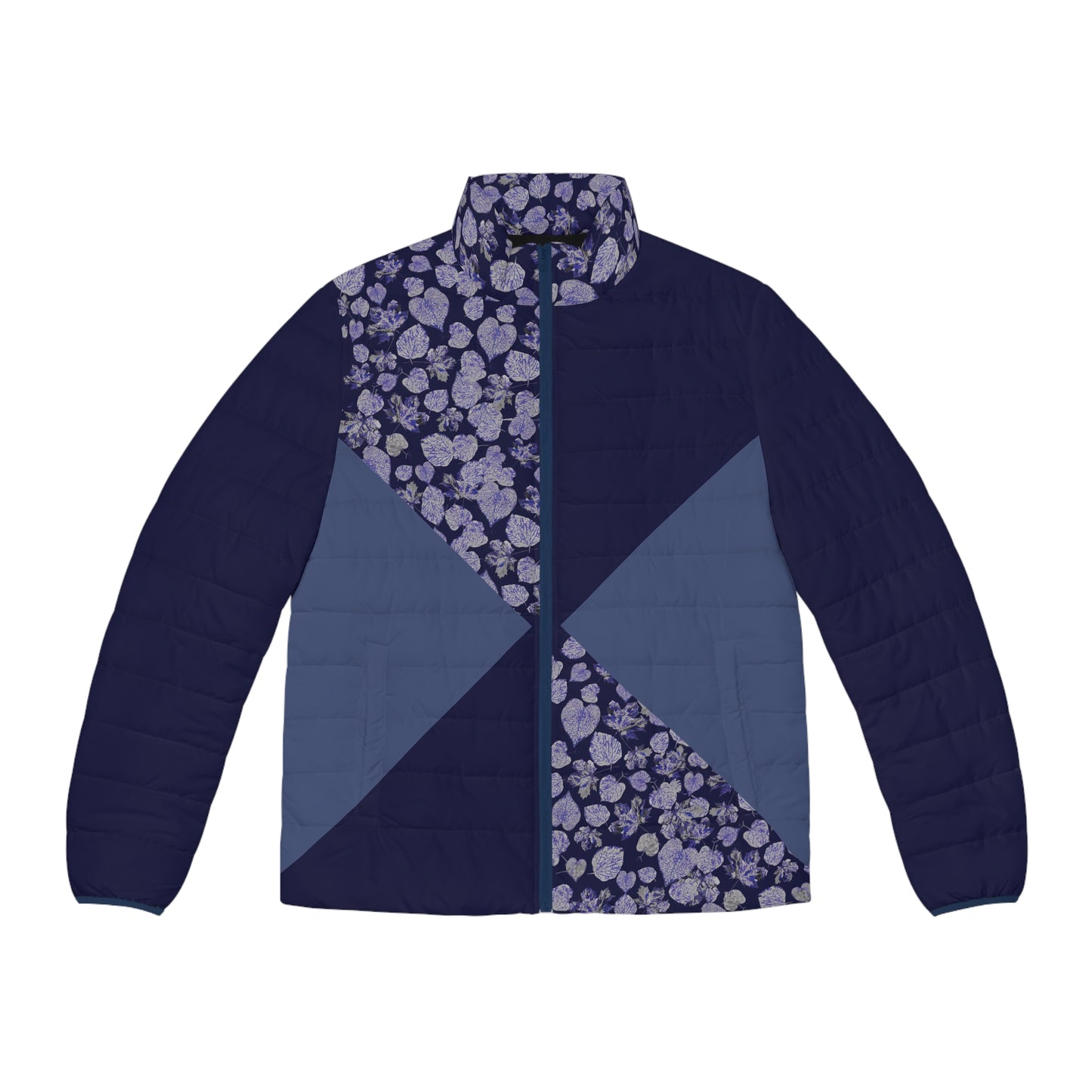 Foliage Explosion  dark double Blues Puffer Jacket