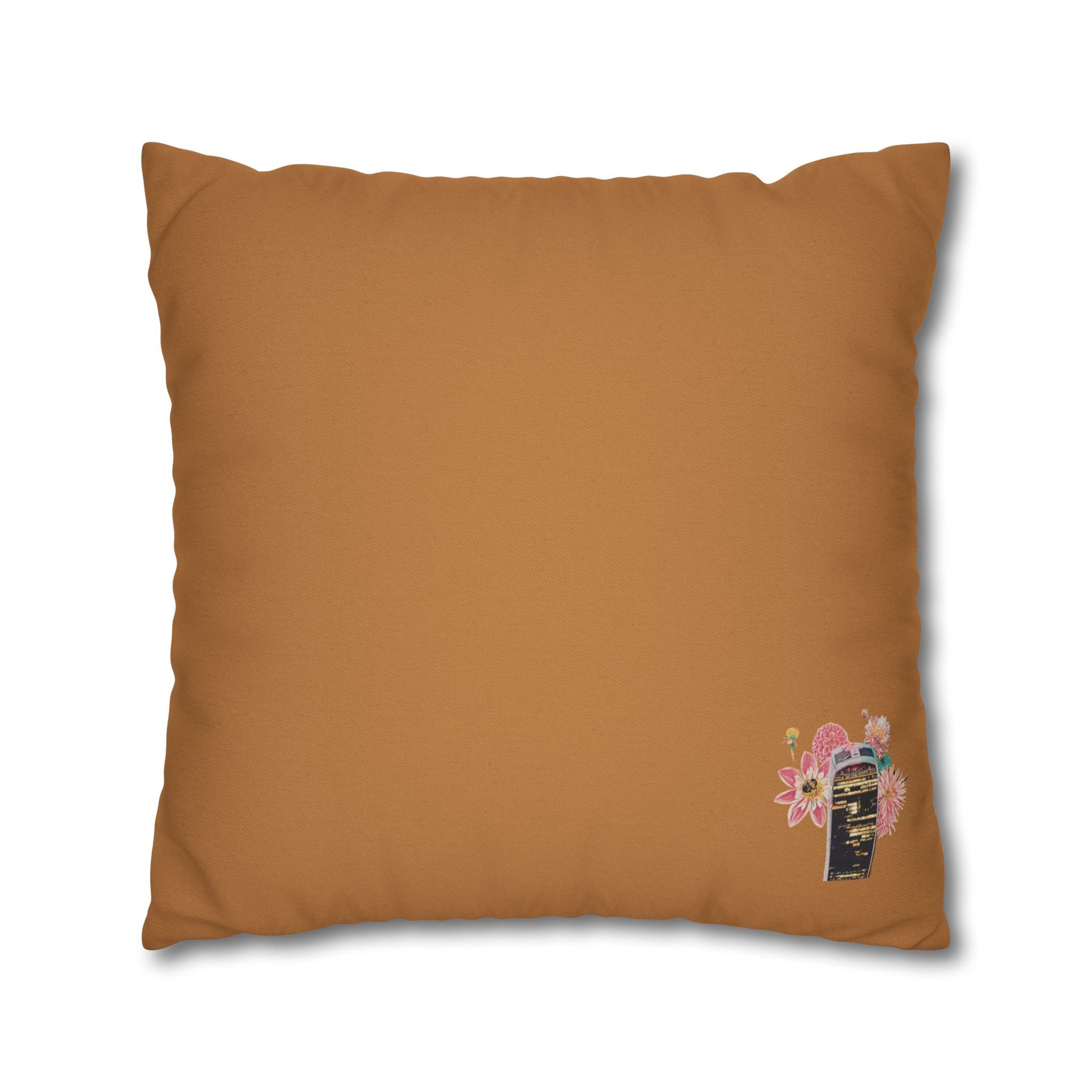 light-brown-pillowcase-cozy-fox-pumpkins-and-chrysanthemum-autumn-leaves-design - front view