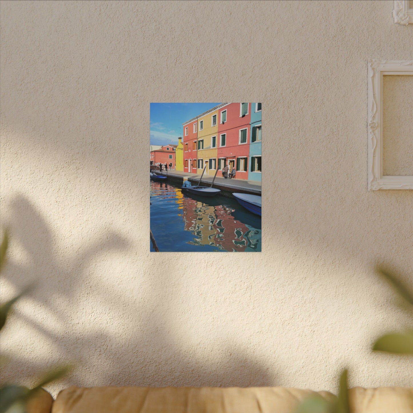 Matte Canvas Wall Art — Reflection of Colourful Houses in Mulano