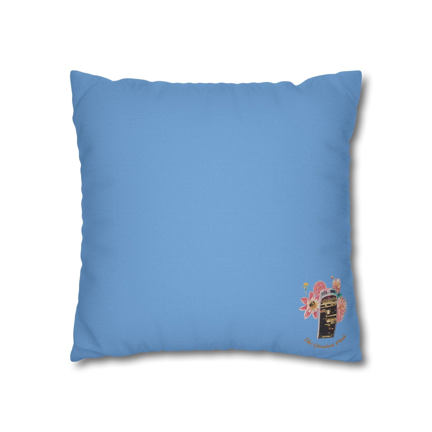 light-blue-pillowcase-robin-and-pears-tree-and-sunflower-design - front view