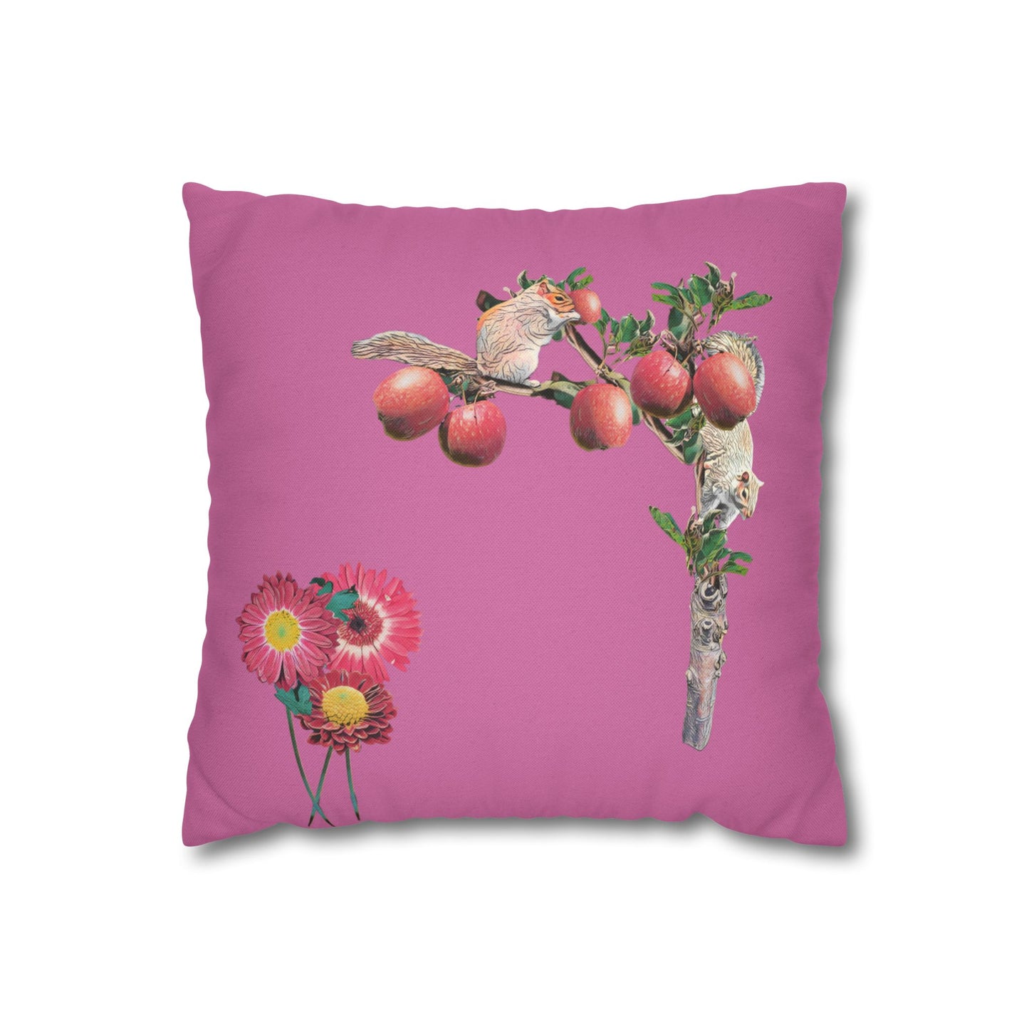 light-pink-no-leaves-pillowcase-squirrels-and-apple-tree-floral-design - front view