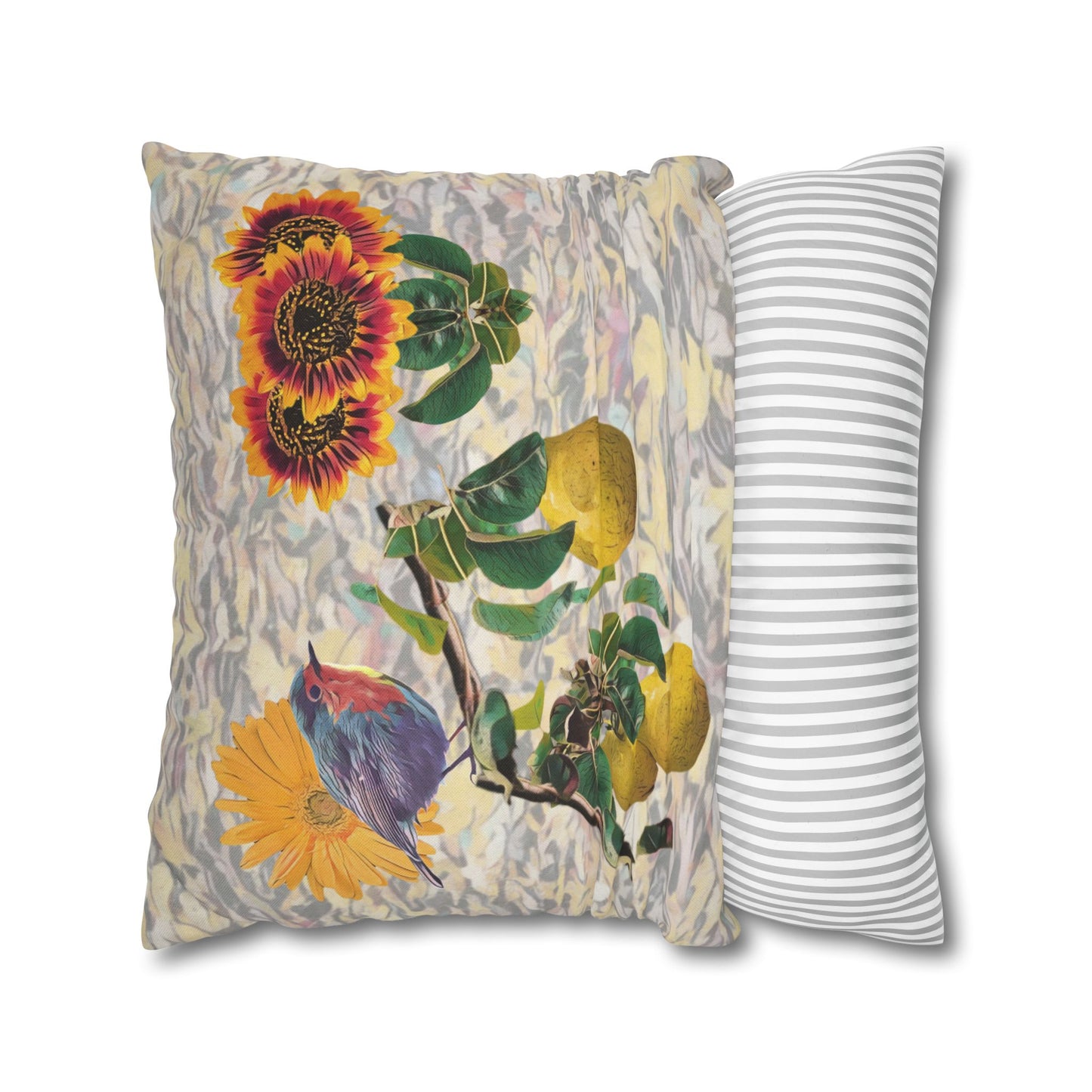 pillowcase-robin-and-pears-tree-and-sunflower-design - front view