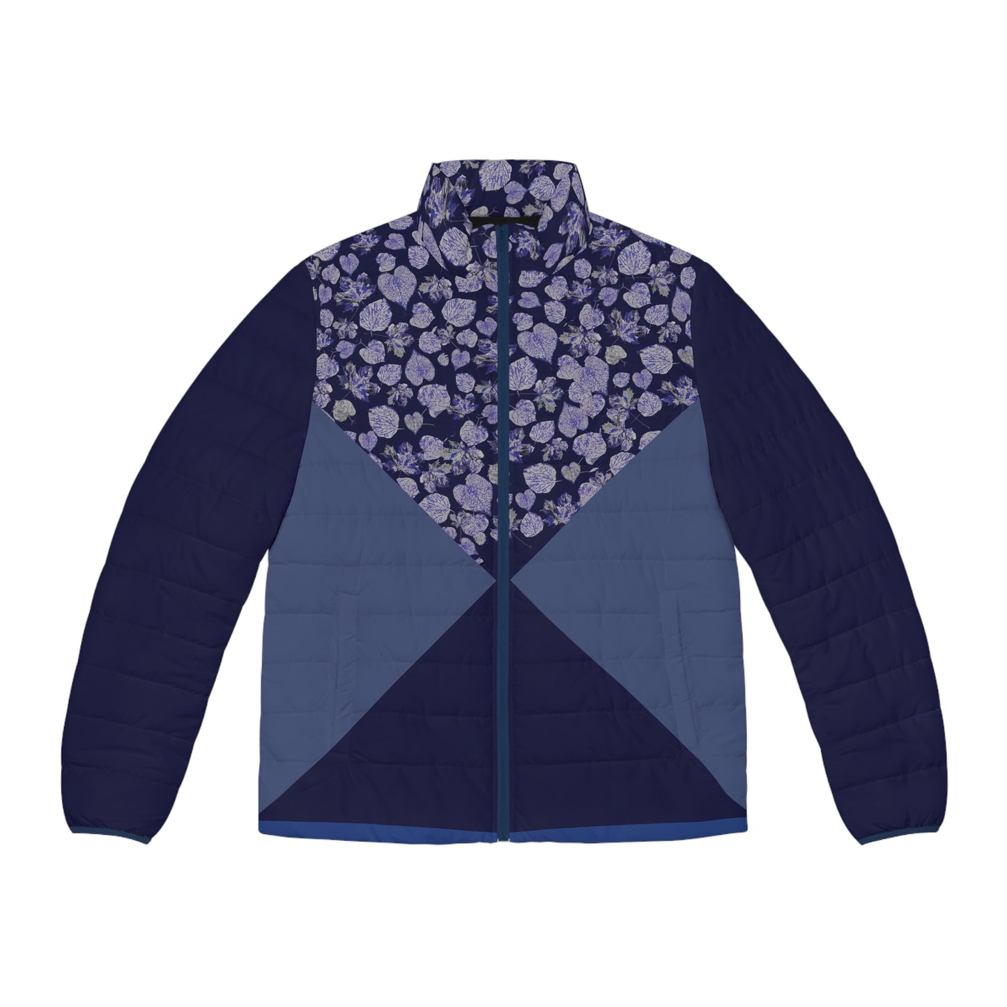 Symmetric  Foliage Explosion  dark double Blues Puffer Jacket