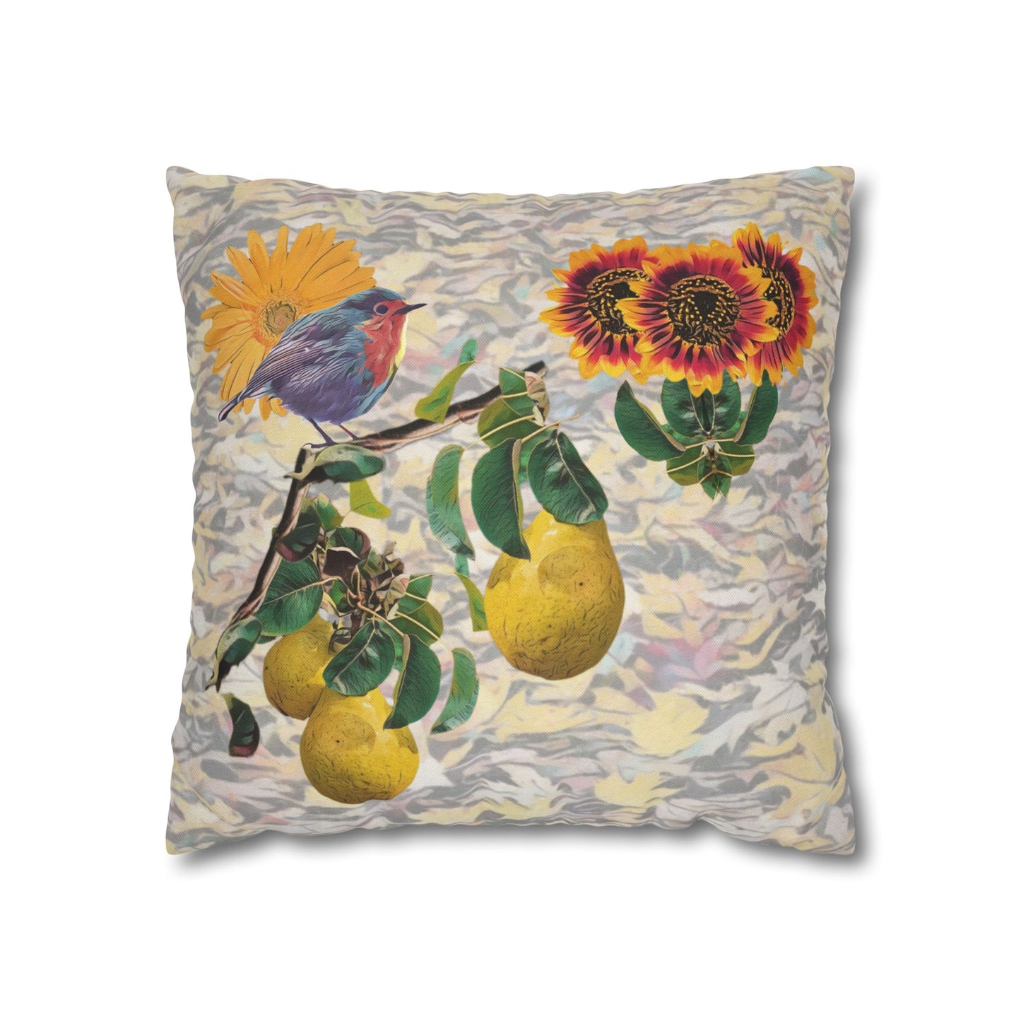 pillowcase-robin-and-pears-tree-and-sunflower-design - front view