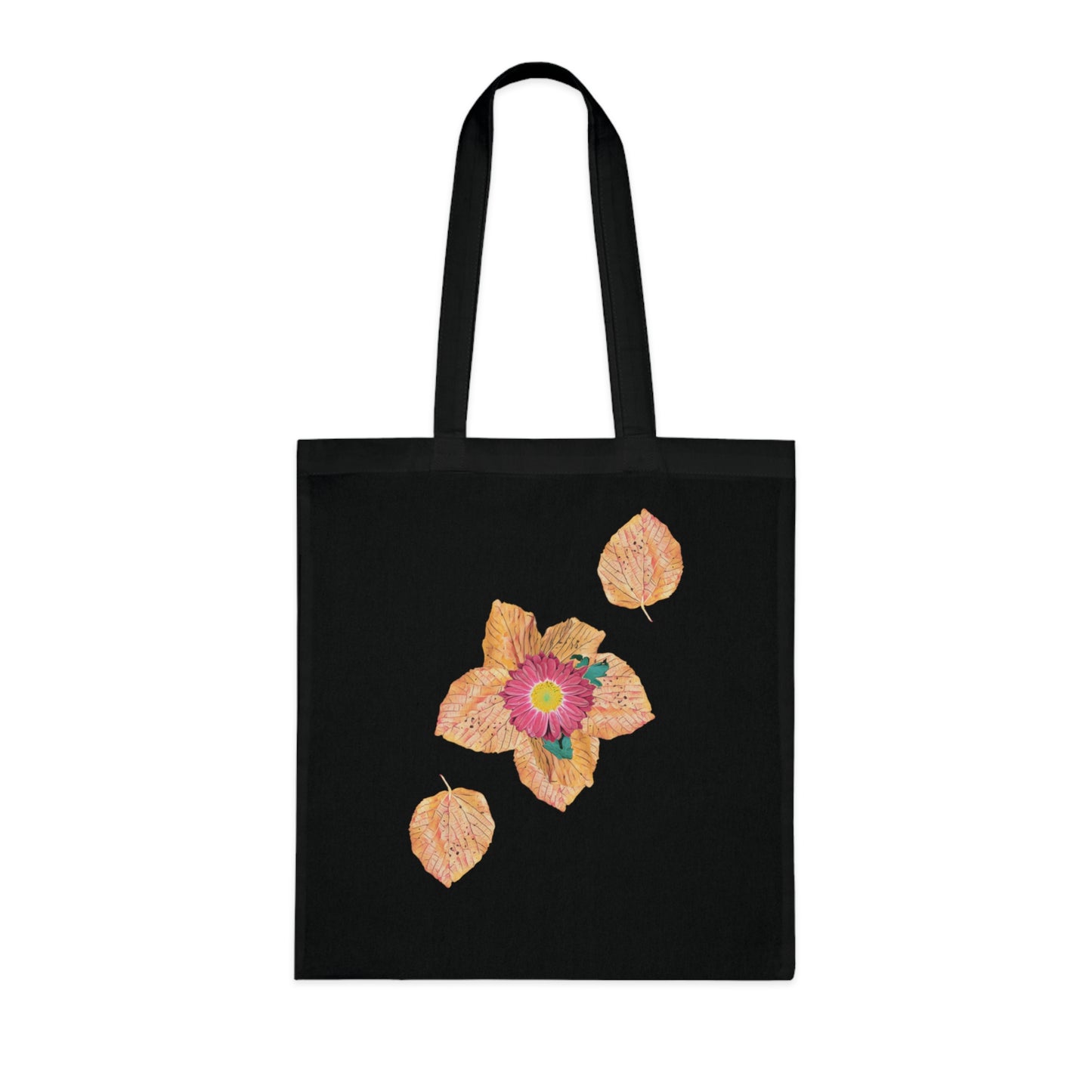 fallen-leaves-autumn-design-with-red-flower - front view