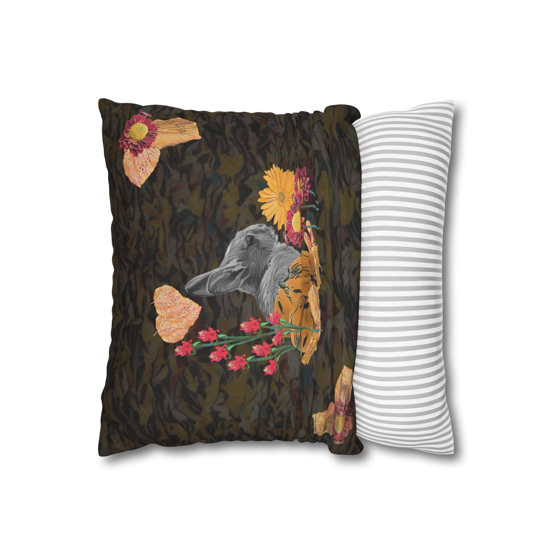 black-nature-themed-decorative-pillowcase-cozy-home-accent-gift-for-nature-lovers-fall-decor-eco-friendly-cushion-cover - front view
