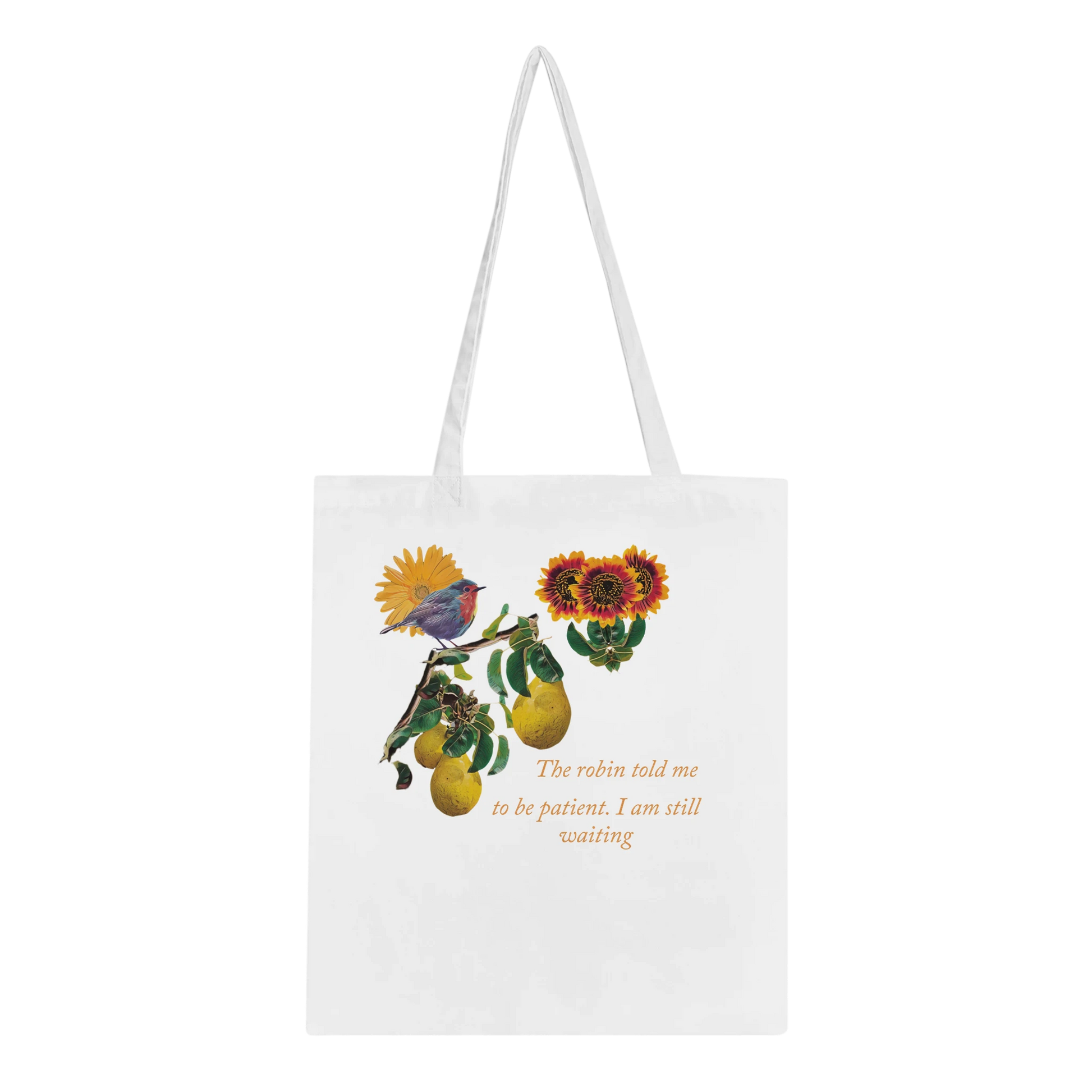eco-conscious-tote-bag-with-dreamy-robin-and-per-tree-design-100-cotton - front view