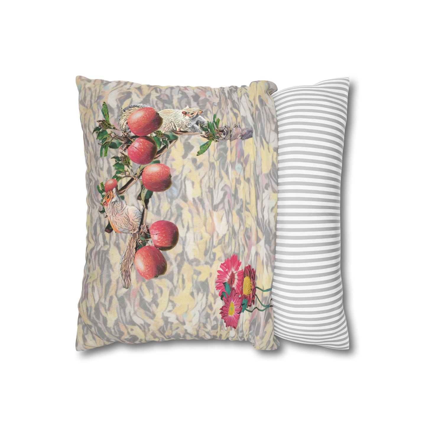 pillowcase-squirrels-and-apple-tree-floral-design - front view