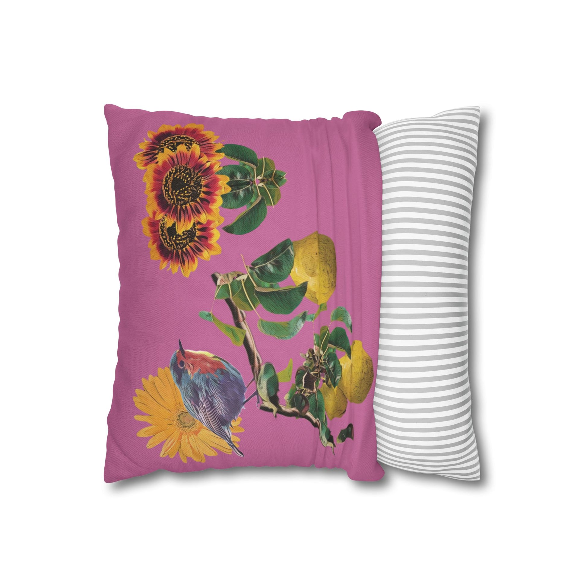 light-pink-pillowcase-robin-and-pears-tree-and-sunflower-design - front view