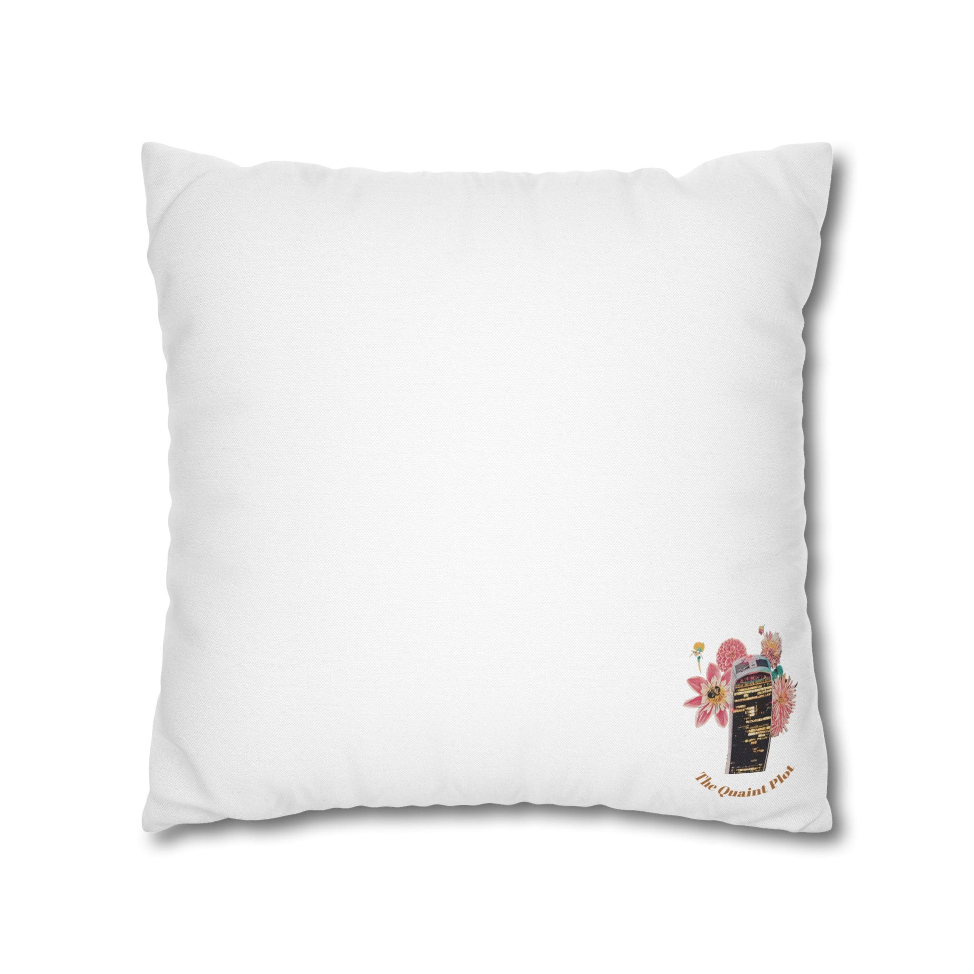 white-pillowcase-cozy-fox-pumpkins-and-chrysanthemum-autumn-leaves-design - front view